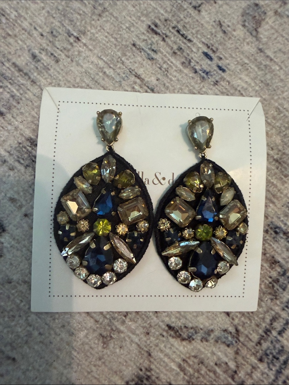 Gold-Tone Multi Gem Teardrop Earrings with Blue and Olive Accents Stella and dot